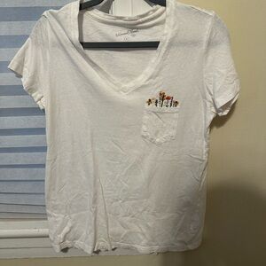Universal Thread White V-Neck Tee with Floral Pocket
